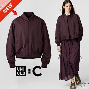 Uniqlo C Women's Bomber Jacket Wine Size M Oversized Water Repellent NWOT NEW